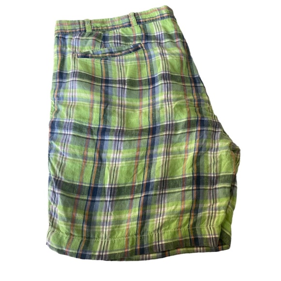 Polo by Ralph Lauren 100% Linen Skater Golf Shorts Green Plaid Plus Size M42 - Picture 10 of 15